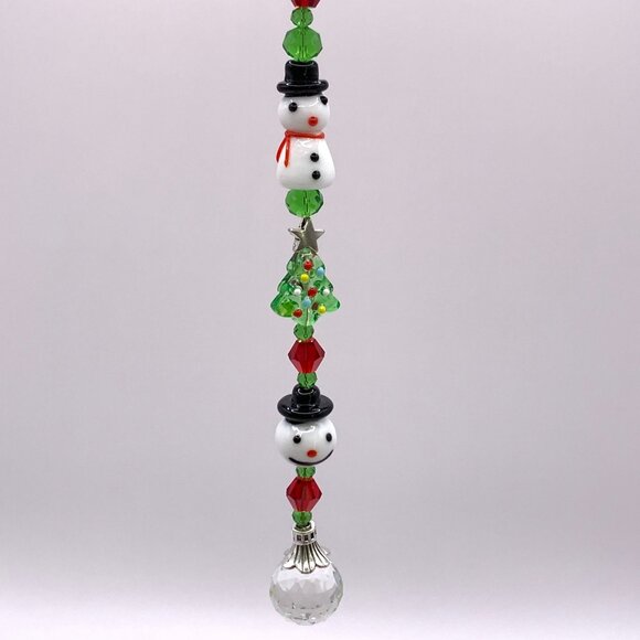 Christmas Snowman X-mas Tree Car Rearview Suncatcher Prism Charm Ornament CC108 - Picture 1 of 4